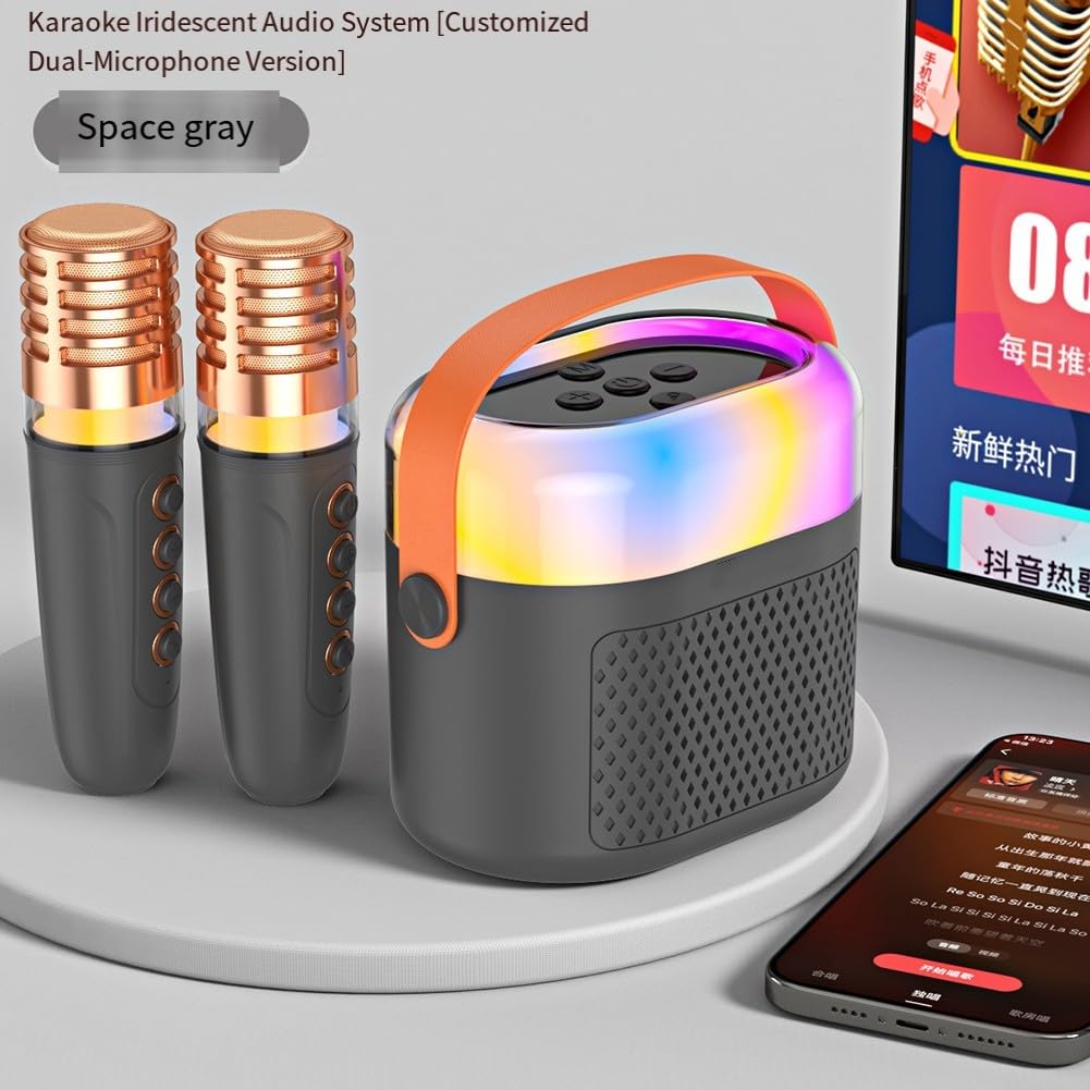 Kit de karaoké portable sans fil avec lumières disco et haut-parleur KTV pour enfants et adultes 12 cm (kaki)