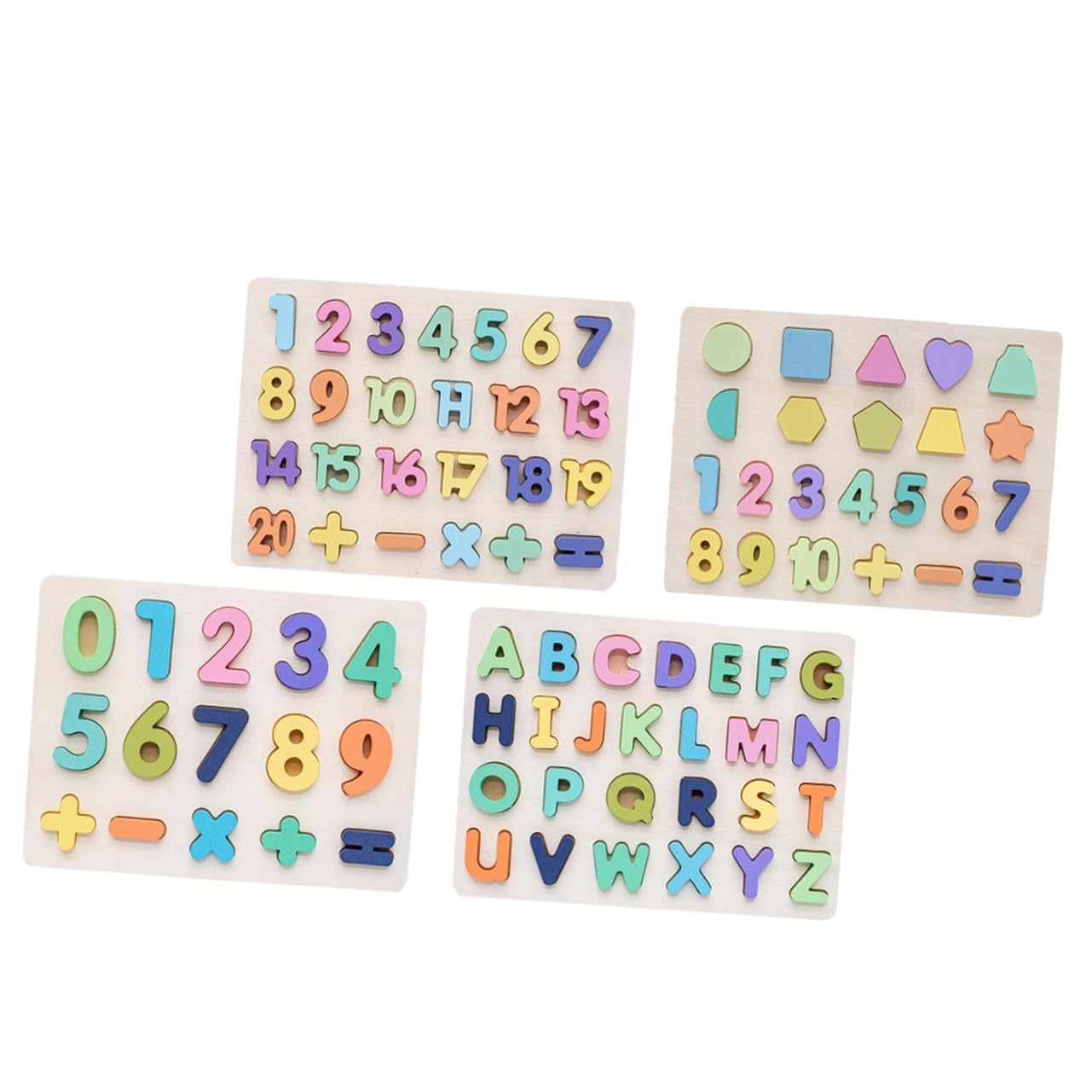 Beaupretty Puzzle Educativo in Legno Set 4 Pezzi Numeri e Lettere per Ragazzo Ragazza Gioco di Riconoscimento e Apprendimento Precoce