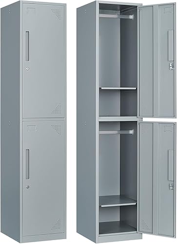 Vista 20 de Armario de almacenamiento de metal con cerradura de 50 pulgadas para empleados, hogar, oficina, escuela, requiere montaje (puerta de malla negra)