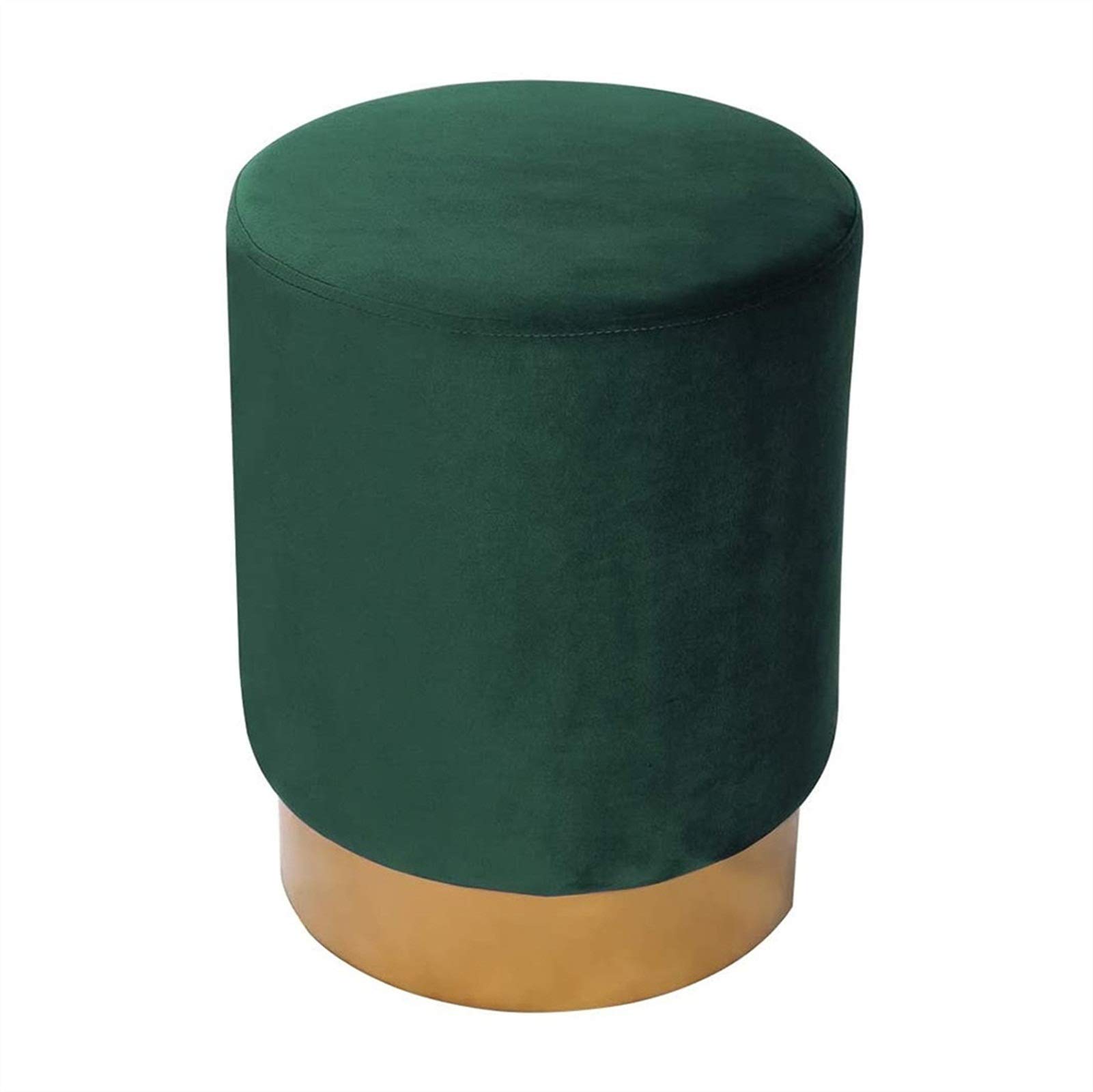 Repose-pieds salon en velours vert : tabouret de coiffeuse rond et meuble d'appoint