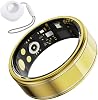 Smart Ring Health Tracker, Fitness Tracker Ring for Women Men, Monitoring of Pedometer, SpO2, Sleep Quality, Heart Rate, No Subscription Fee, Sport Rings for iOS & Android Gold 12
