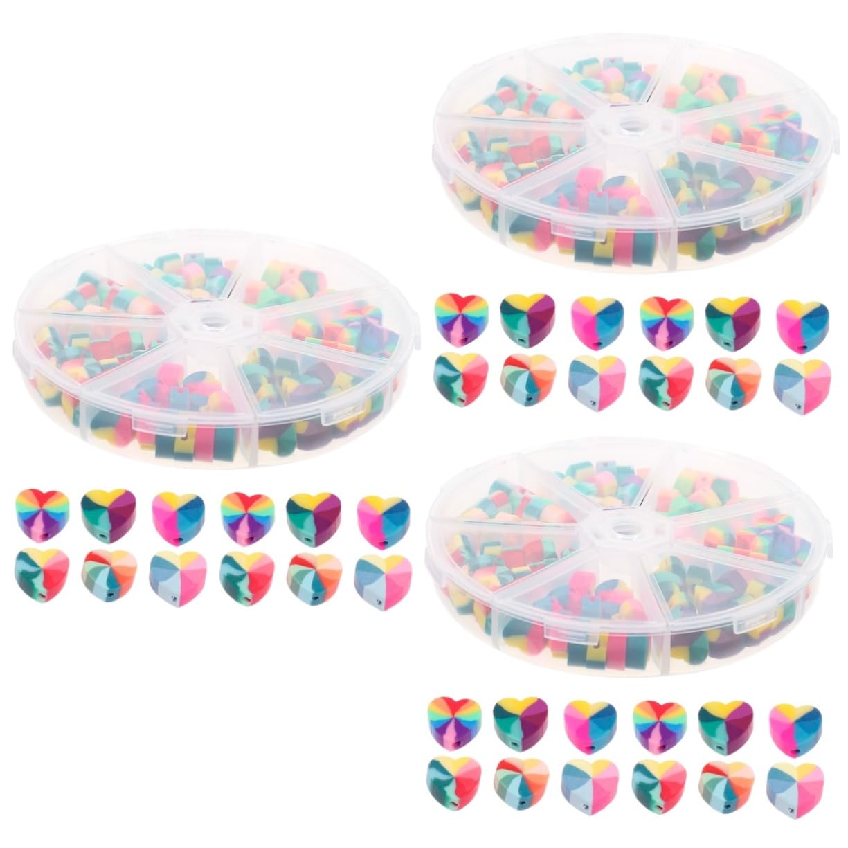 OSALADI 3 Boxen Regenbogen Liebesperlen Spacer Schmuck Herz Groß Für Schlüssel Schnell Diy-perlen Abstandsperlen Zum Basteln Polymer-ton