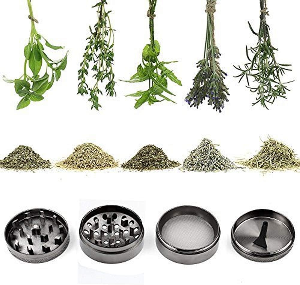 Molinillo de hierbas Sinzau, molinillo de aleación de zinc de primera calidad con tamiz y tapa magnética para especias secas, hierbas y tabaco con mejor calidad - 1.6 pulgadas (GRIS)