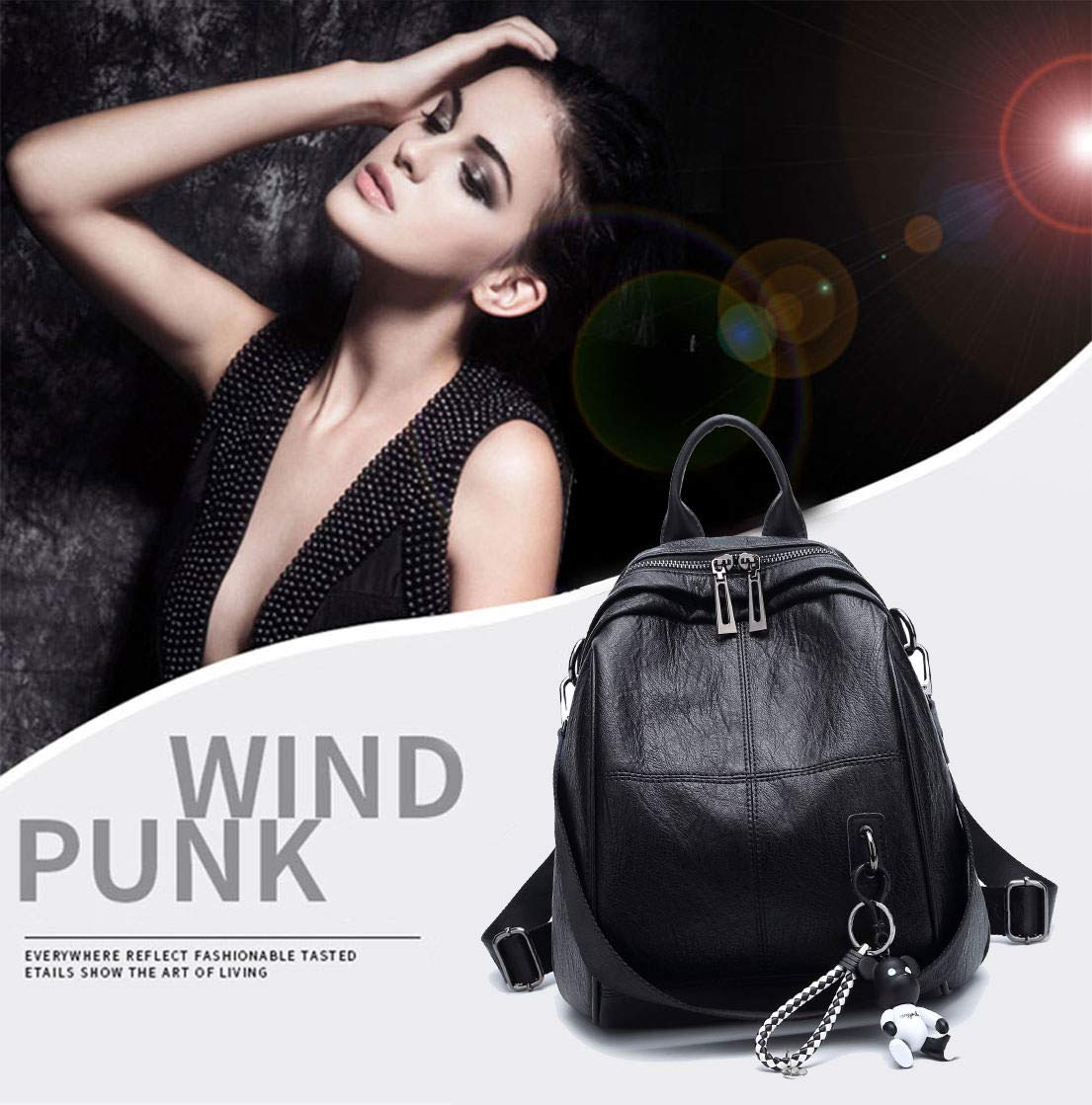 DEERWORD Donna Borse a Zaino Borsa a Zainetto Elegante Tracolla Zaini Firmate Marca Zainetti Antifurto PU pelle 3020 1 pz