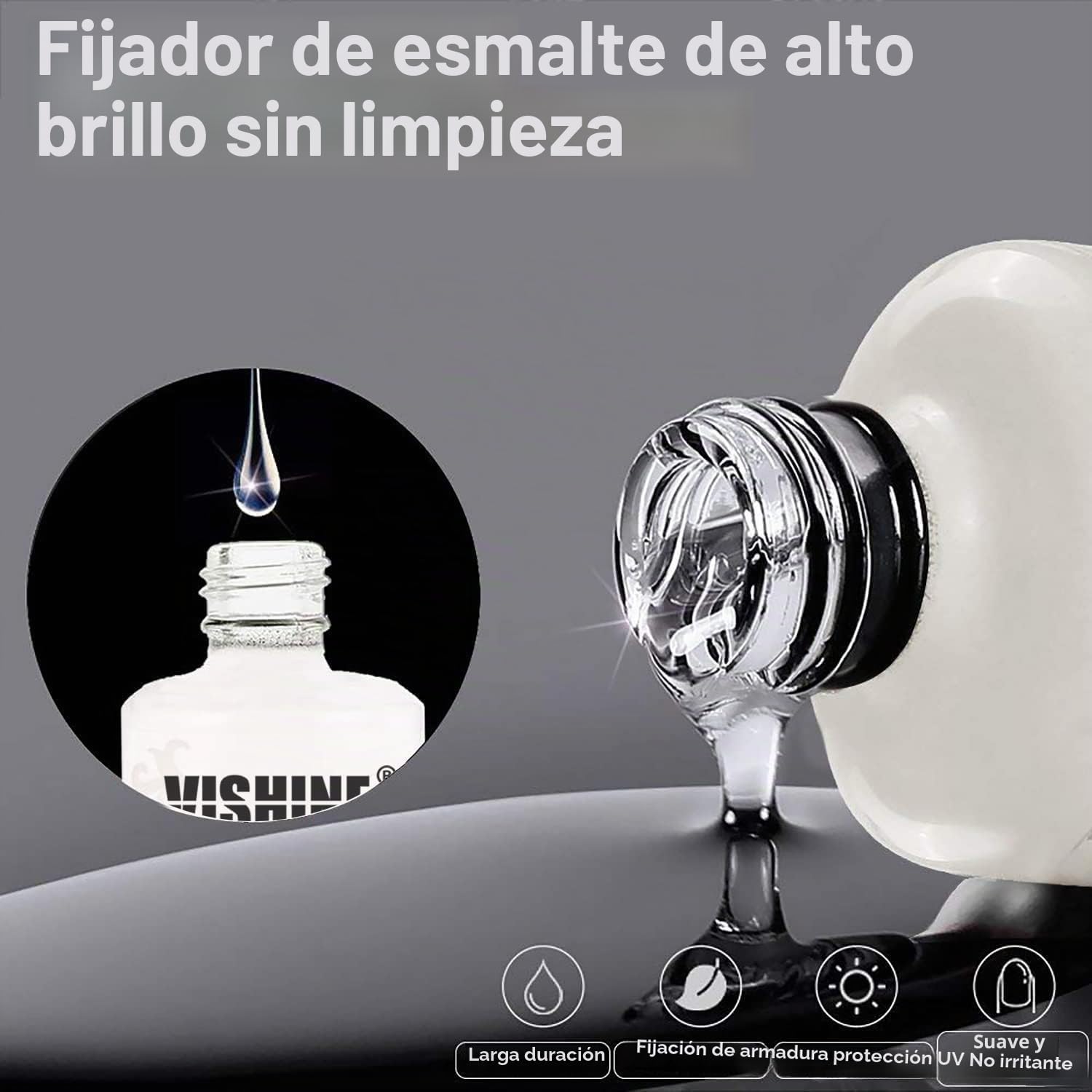 Vishine 15 ml Base Coat & Top Coat – Lote de esmaltes de base y acabado – Gel semipermanente – Kit de manicura – 2 piezas