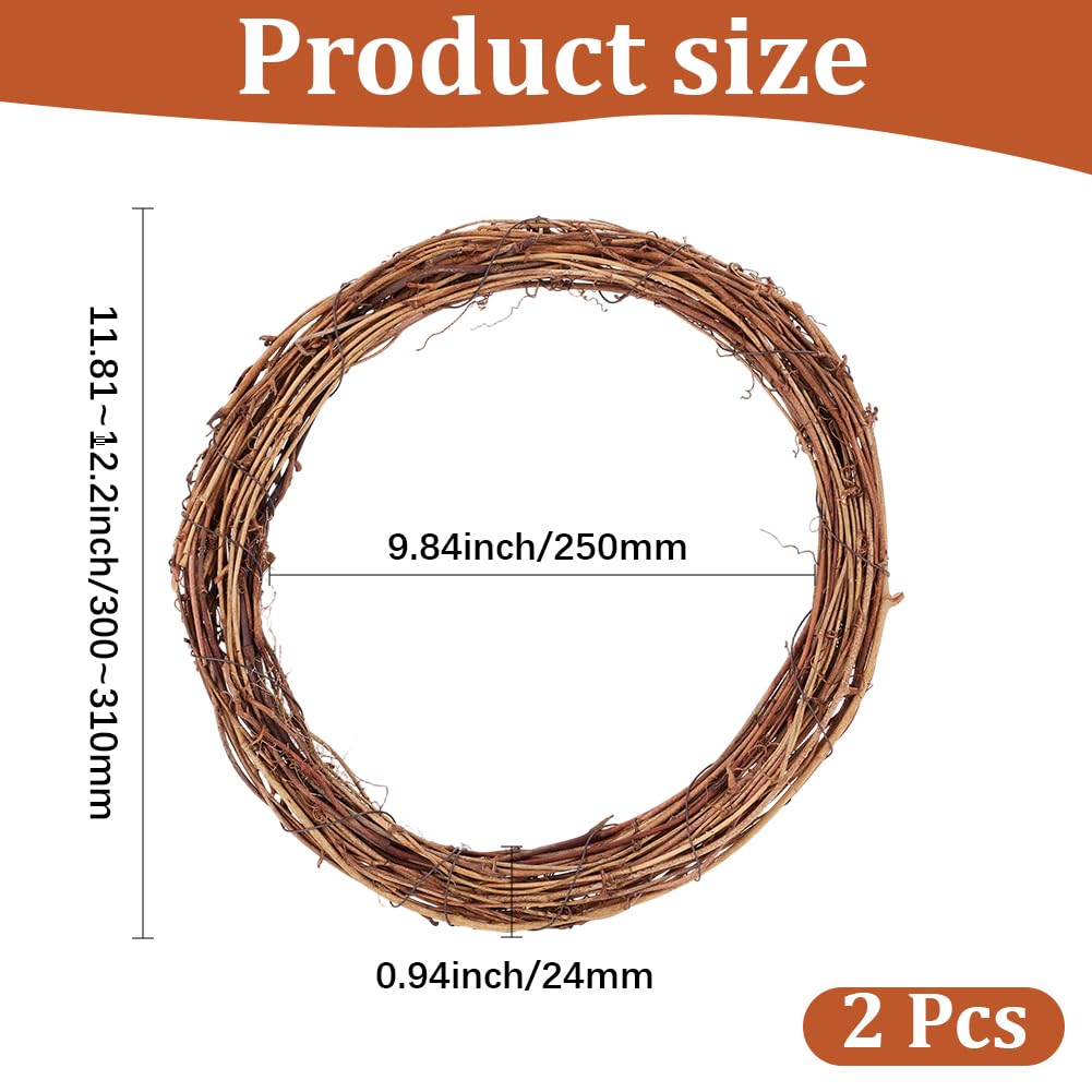 GORGECRAFT Lot de 2 couronnes de vigne naturelles de 30 cm avec branches en