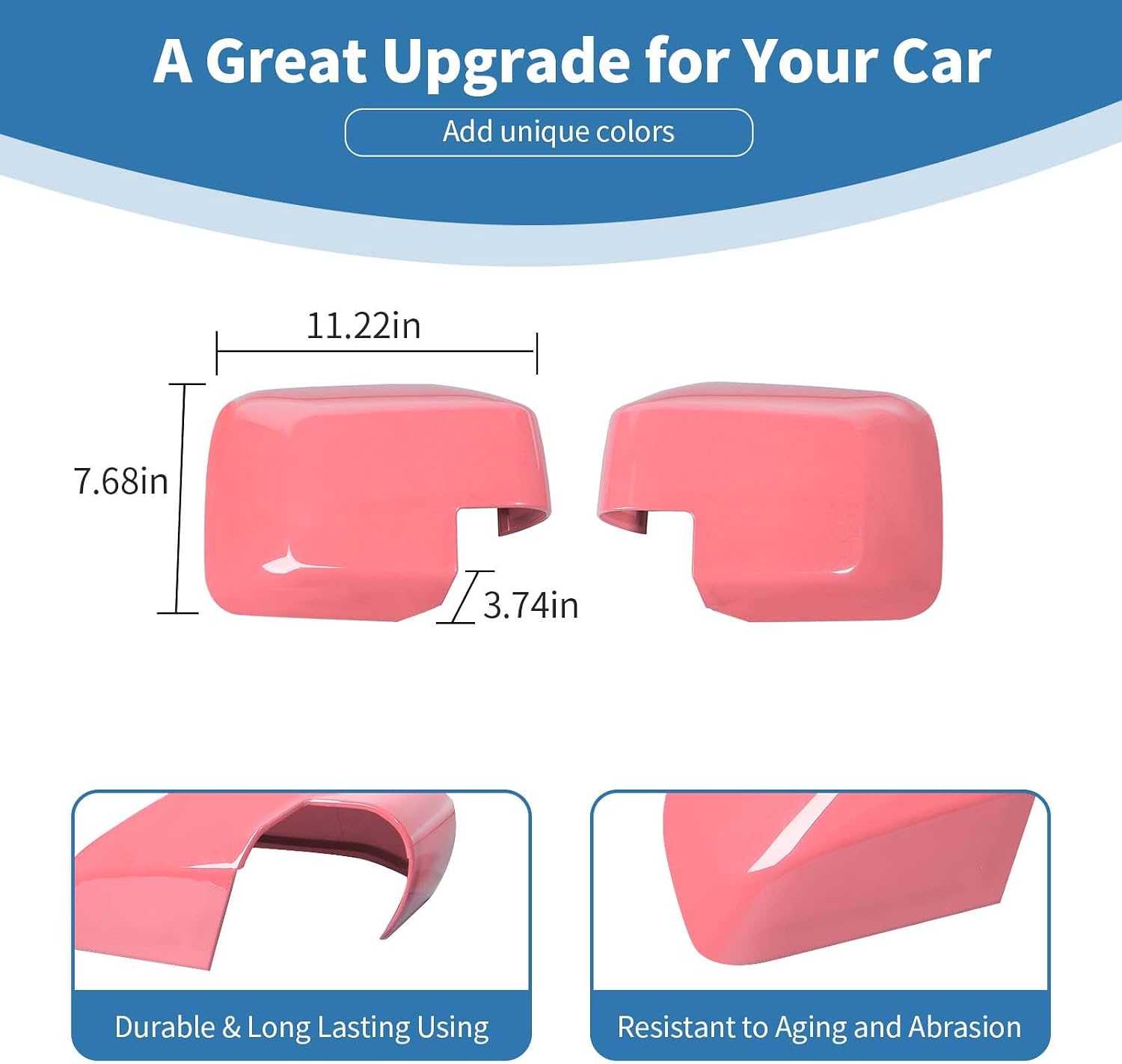 for Bronco Side Mirror Cover Trim Pink for Ford Bronco 2021 2022 2023 Pink Exterior Accessories 2pcs (for Mirror Without Light & Not for Sport)