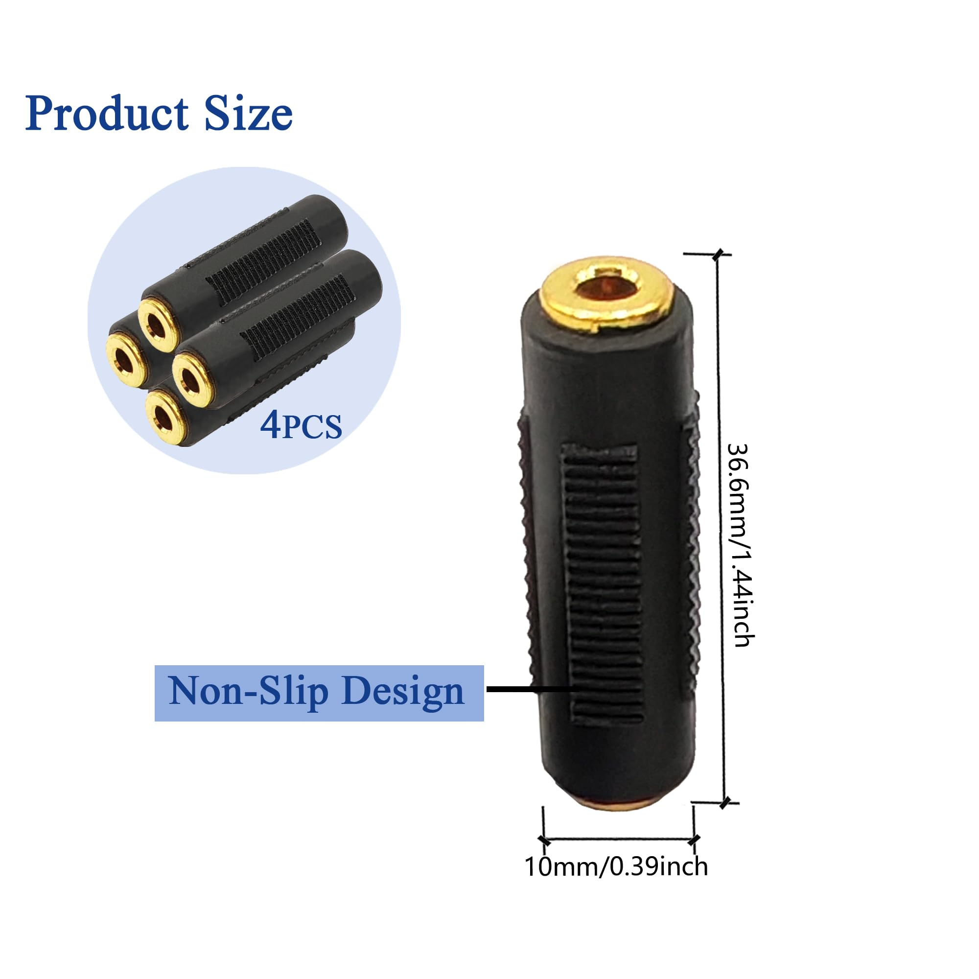 Audio-Adapter, 3,5-mm-Buchse auf Buchse, Stereo-Anschluss für Kopfhörer, 4 Stück
