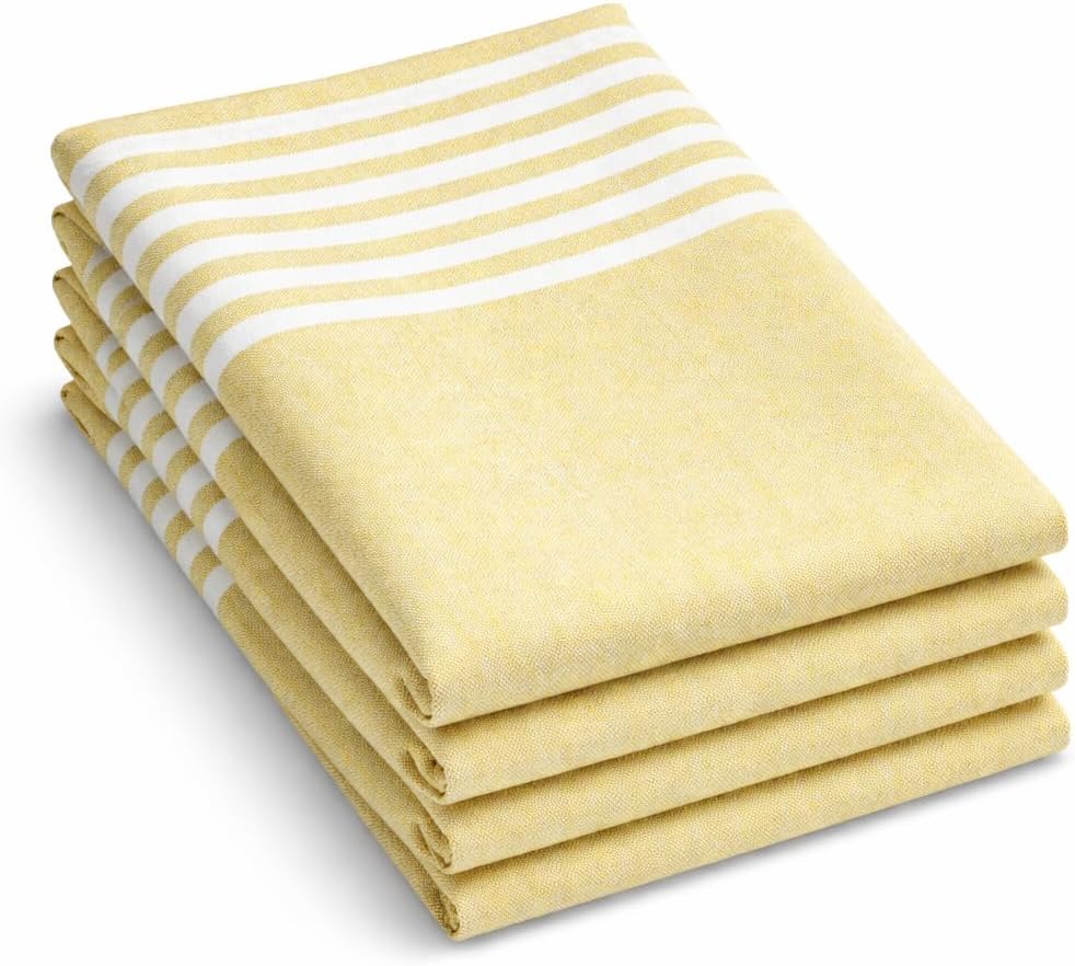 Servilletas de tela Lemon Yellow Stripe 4 pack 18x18 in algodón