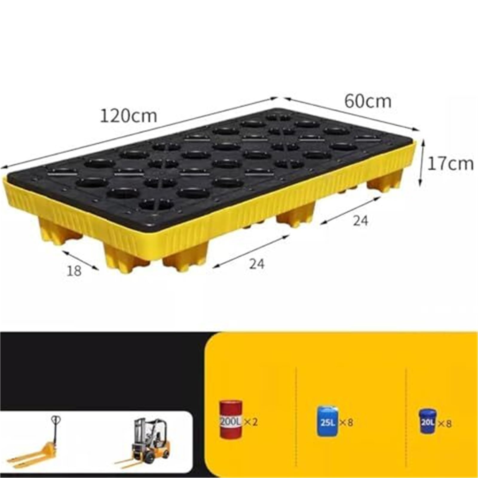 Stapelbare Modulare Auffangwannen Mit Ablauf – Anti-Auslauf-Plattform for Farbeimer, Öl Und Chemikalien Perfekt for Industrielle Verschüttungen Sichere Lösungen(120x60x17cm)