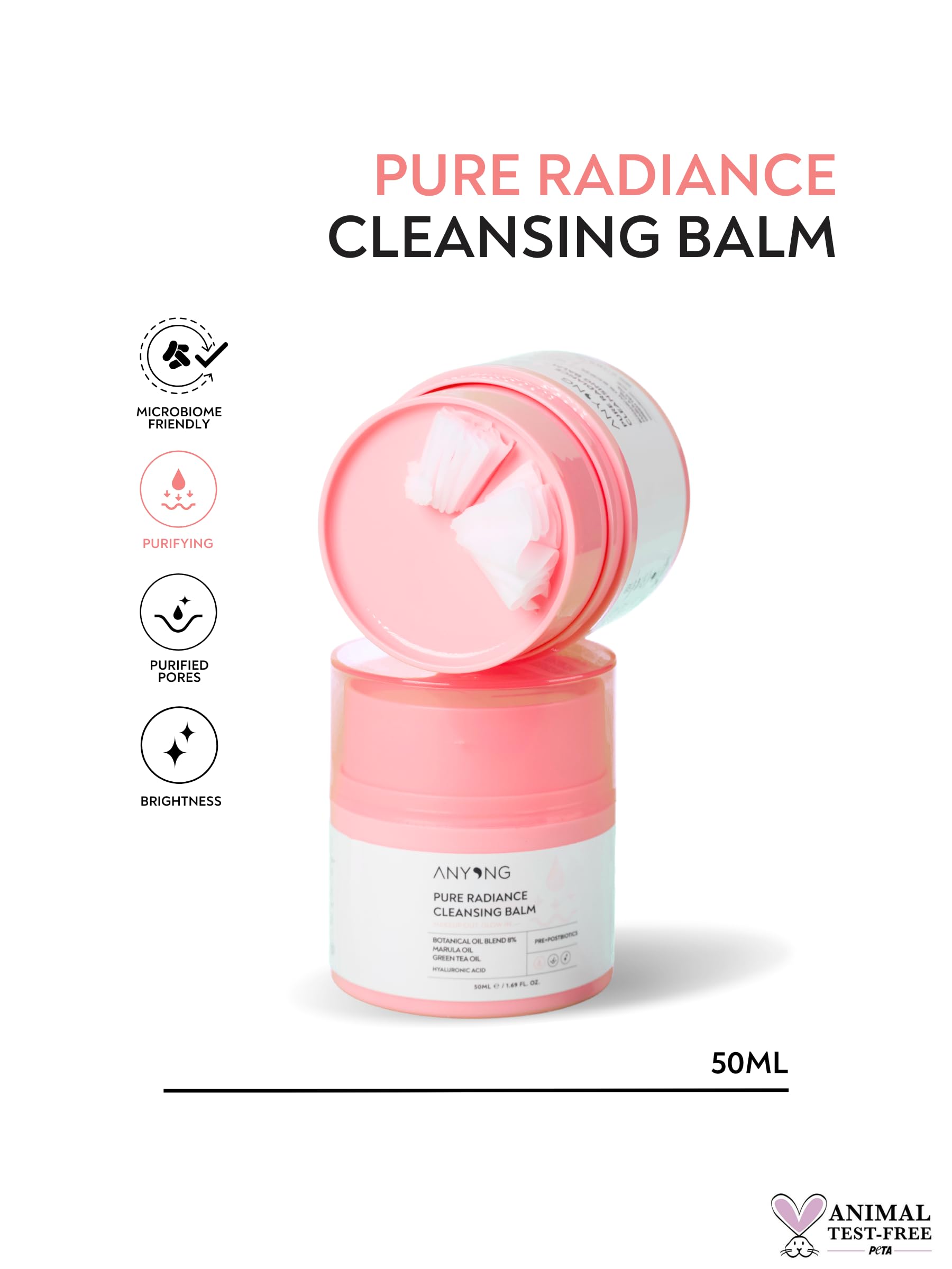 Anyong Makyaj ve Yüz Temizleme Balmı- Pure Radiance Grinding Cleansing Balm (Doğal Yağlar & Yeşil Çay)