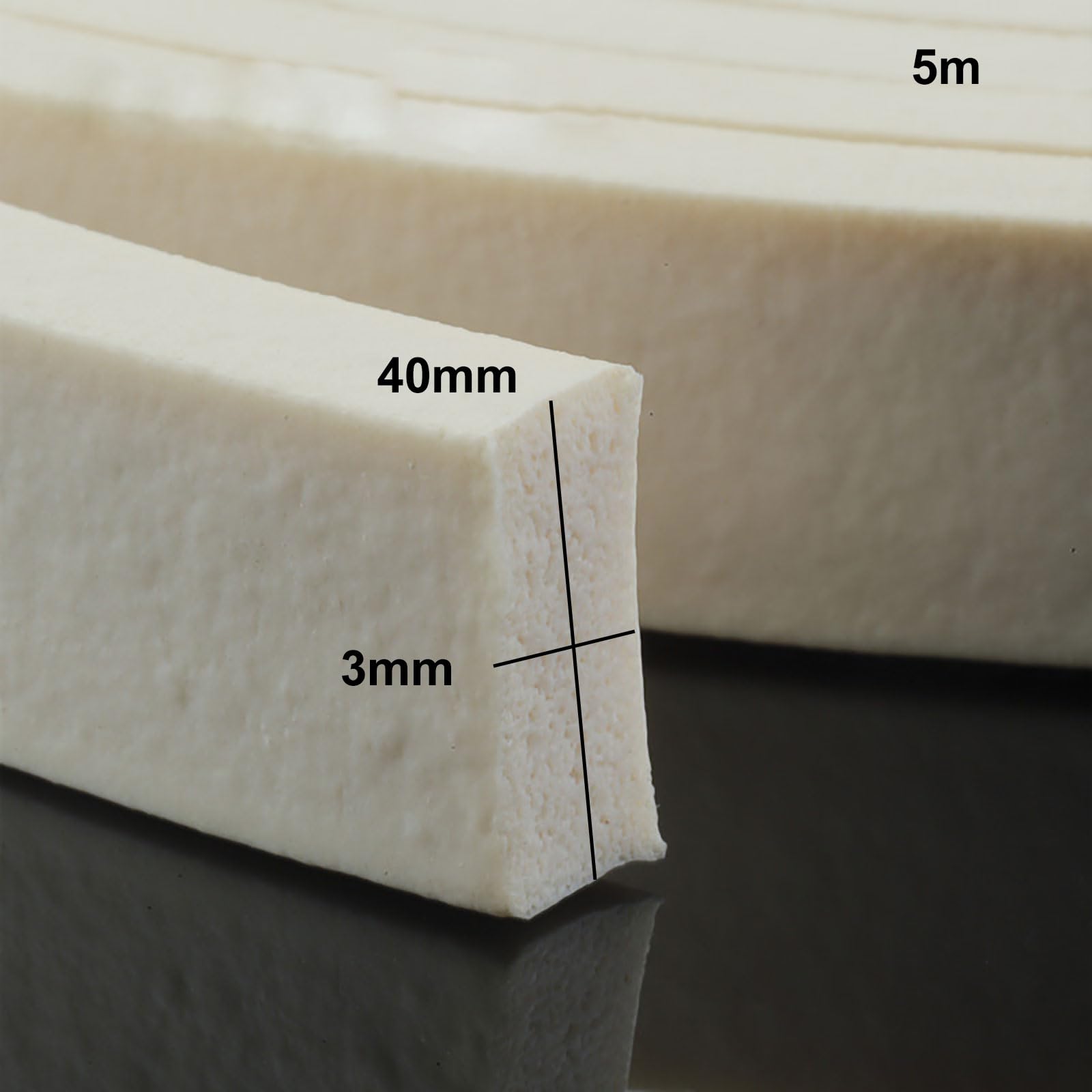 COYOUCO Foam Silicone Rubber Soft Seal Strip Square Sponge Rubber Sealing Gasket,3Mm Thickness,20-50Mm Width,50M Length,40mm