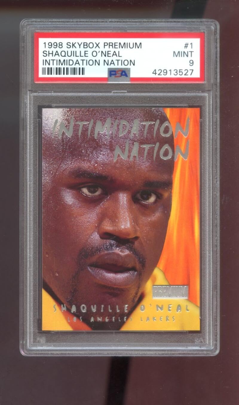 1998-99 Skybox Premium Intimidation Nation #1 Shaquille O'Neal Shaq ONeal PSA 9 Graded Basketball Card NBA 98-99 1998-1999 Los Angeles Lakers INSERT