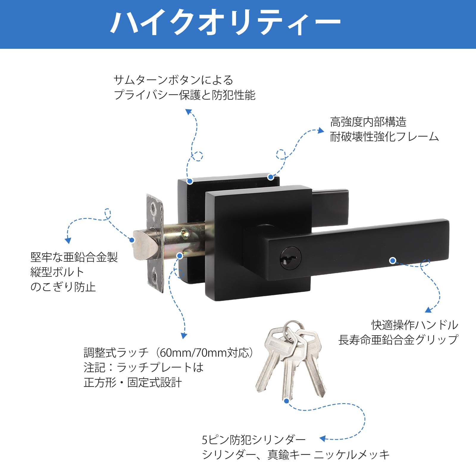 Amazon | mumisutoドアロック ドアノブ鍵付き ドアハンドル 外から