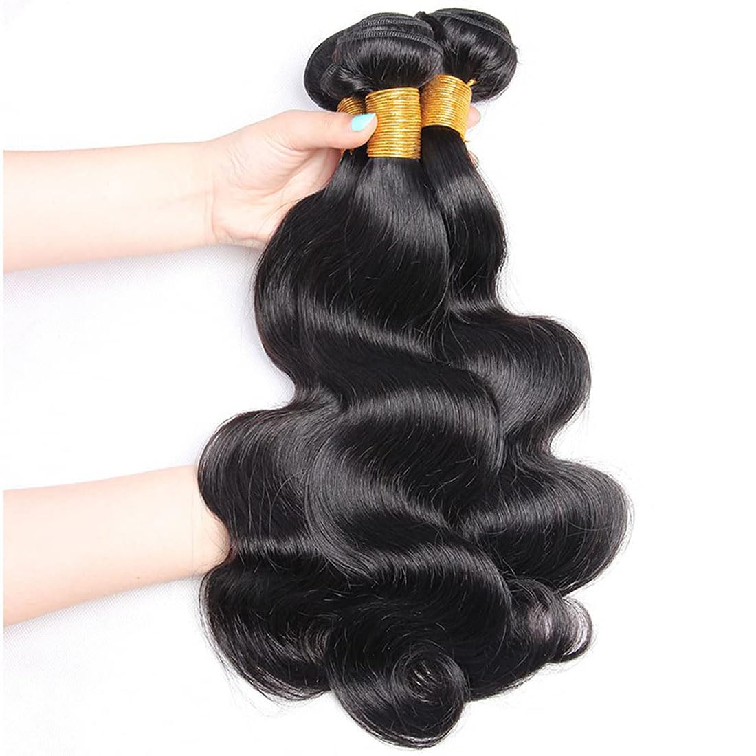 Echthaar Tressen Body Wave Bundles Human Hair Unprocessed Remy Extensions Menschliche Haar Double Weft Natürliche Schwarze Farbe 3 Bundles Per Pack Total 150g 30 32 34 Inch