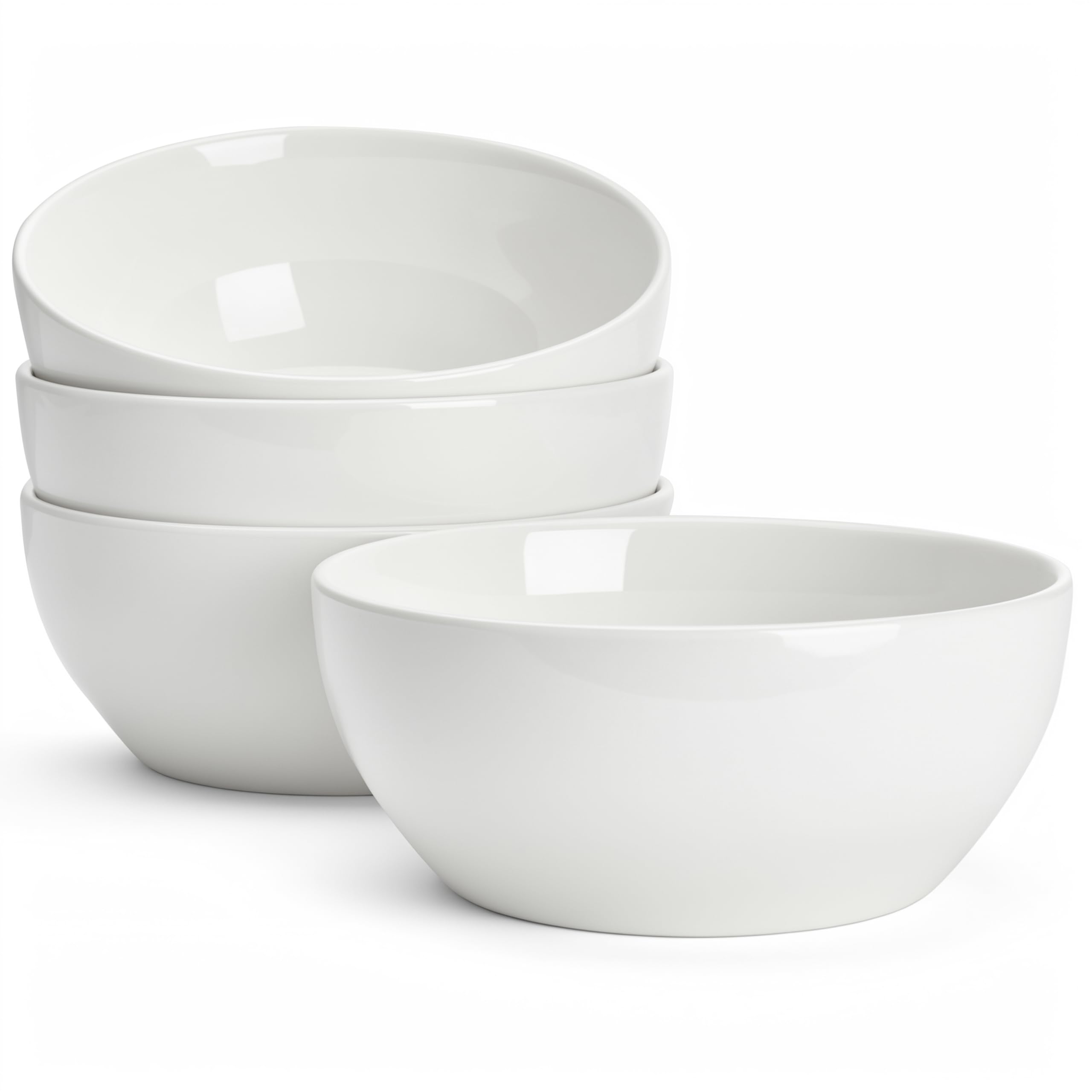 Large Soup Bowls Set of 4, 24 oz White Ceramic Bowls for Soup, Ramen, Pasta & Salad, Deep Porcelain Serving Bowls, Microwave & Dishwasher Safe