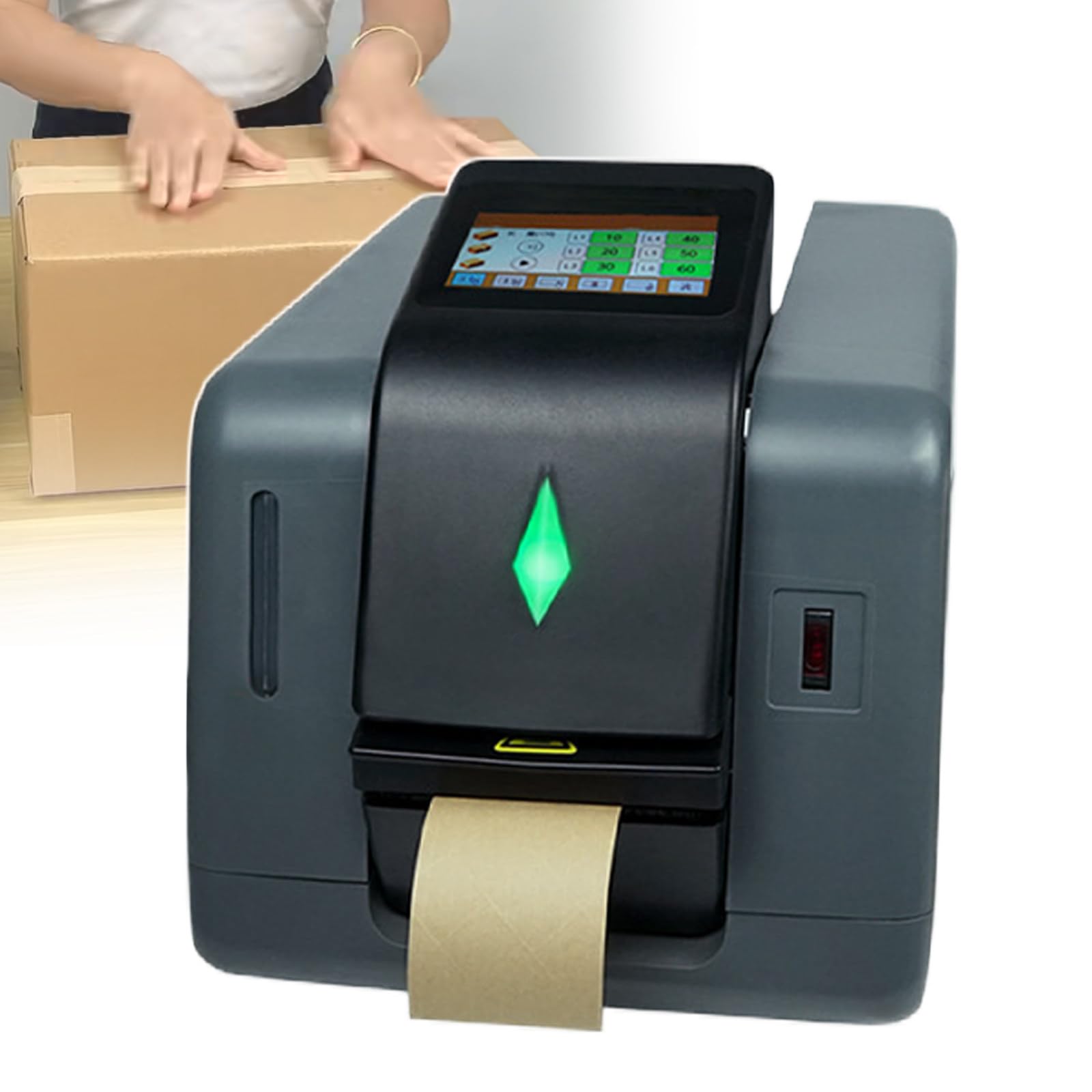 Distributore Automatico Per Nastro Adesivo Attivato Dall'acqua, Taglierina Per Nastro Adesivo Gommato In Carta Kraft, Touch Screen A LED,Lunghezza Preimpostata A 3 Modalità Per Cartone