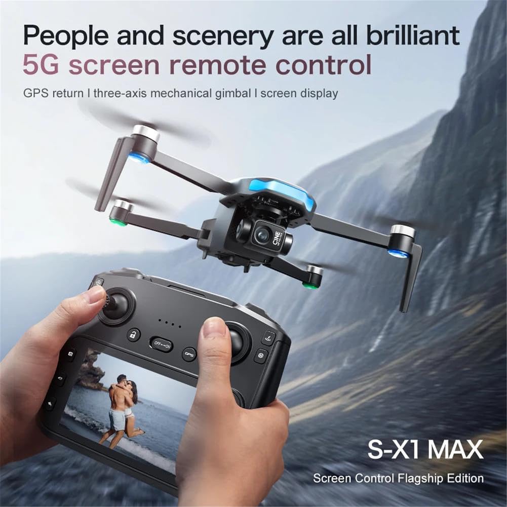 Black,Single battery,nowy dron s-x1 z ekranem, 3-osiowy stabilizator antywstrząsowy, 8k, bezszczotkowy, zdalnie sterowany quadrocopter, 5g gps, kamera 8k hd, fpv uav