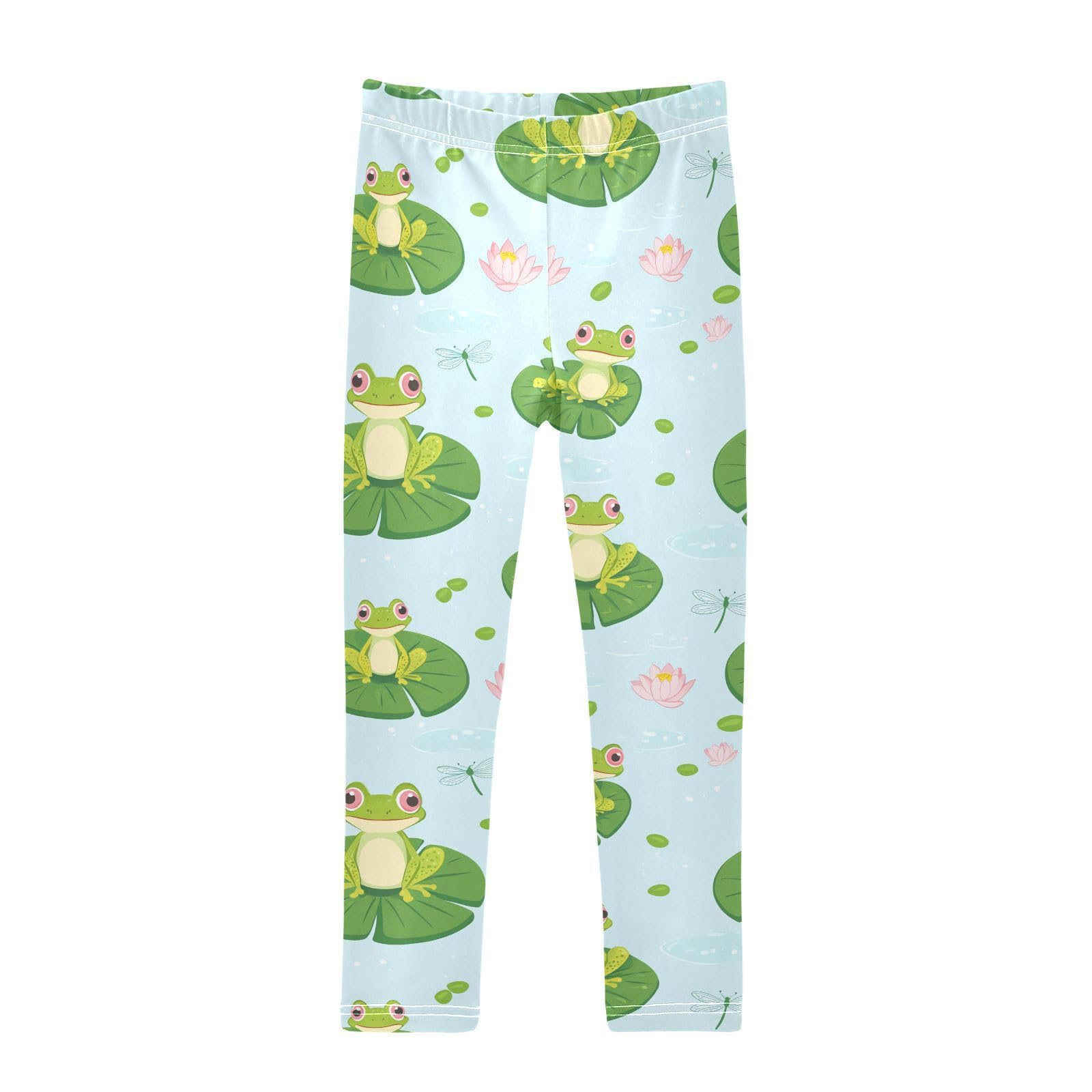 Wusikd Cartoon Frogs Girls' Leggings Toddler Doodles Cute Kids Yoga Pants Dance Active Tights 9-10T Multi