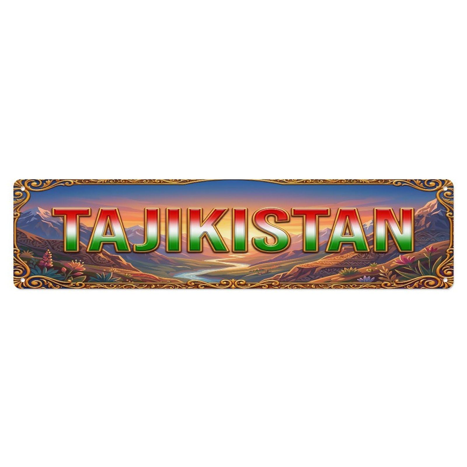 Vintage Tajikistan Flag Travel Pattern Metal Tin Sign