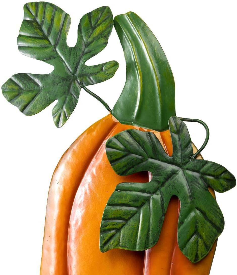 Plow & Hearth Metal Sunflower, Pumpkin and Gourd Garden Stake in Fall Colors, Quick & Easy Garden Update, Colorful Lawn Art, Landscape Solutions, Autumn Decor, Hammered Finish, 30" L x 1¾"W x 36¼"H