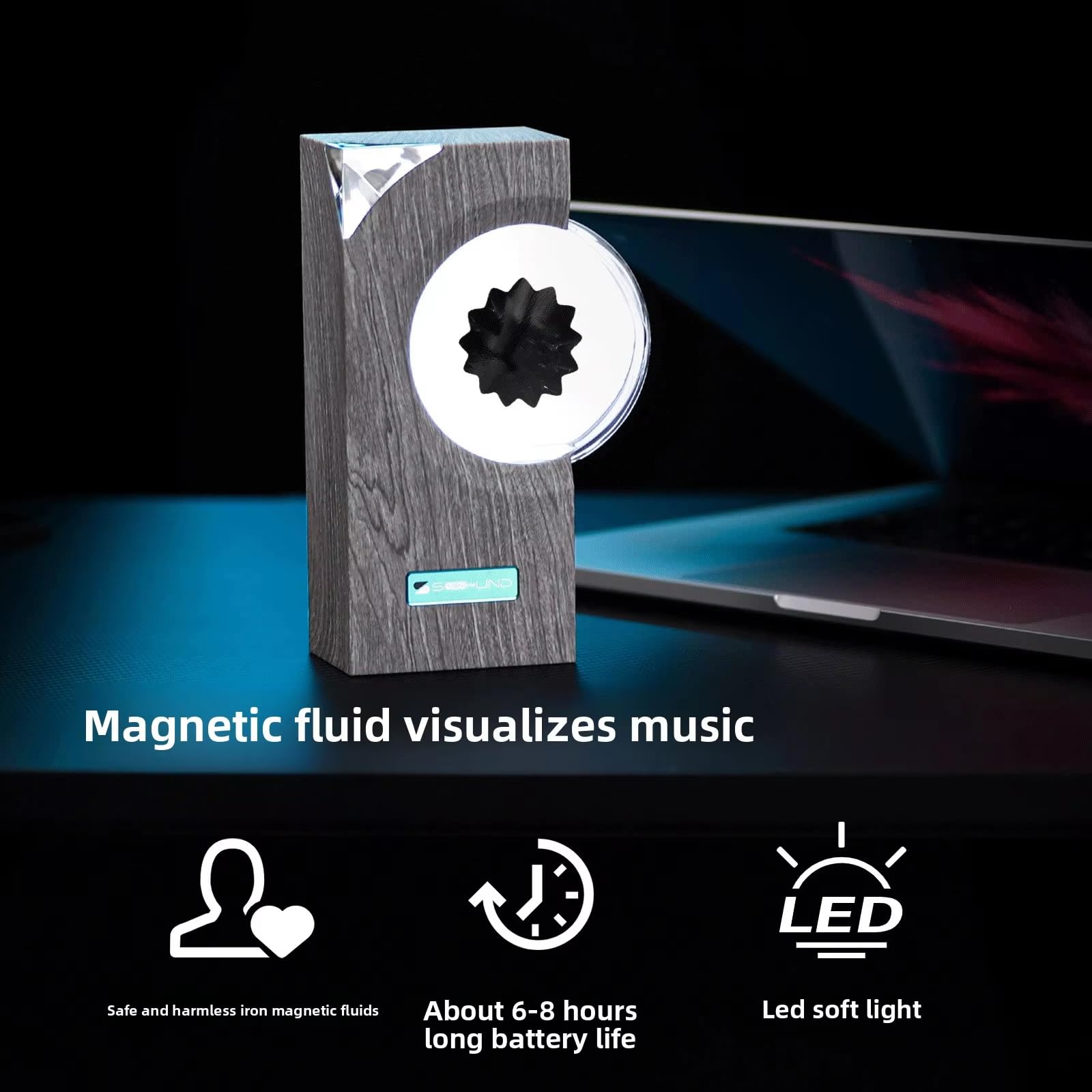 HZFAIGLL Dancing Ferrofluid Music Mate, Ferrofluid Display for Desktop Decor, Symbiote in a Bottle, Magnetic Fluid Sound Visualizer, Does Not Make Sound
