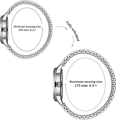 Miniatura 4 de BOSHIYA Relojes para mujer Easy Reader de 1.181 in de acero inoxidable con banda de expansión plateada dorada para mujer, reloj de pulsera pequeño