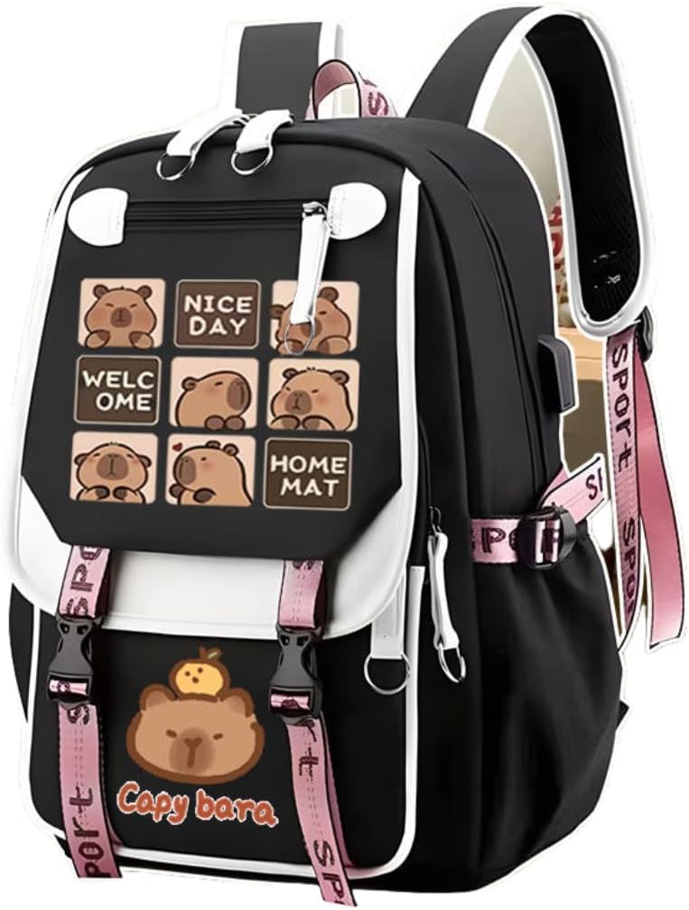 kiobrvhe Capybara Print Backpack Gift for Women Polyester Bag Print Travel Bags Stylish Laptop Large Capacity Canvas Bag (Style D)