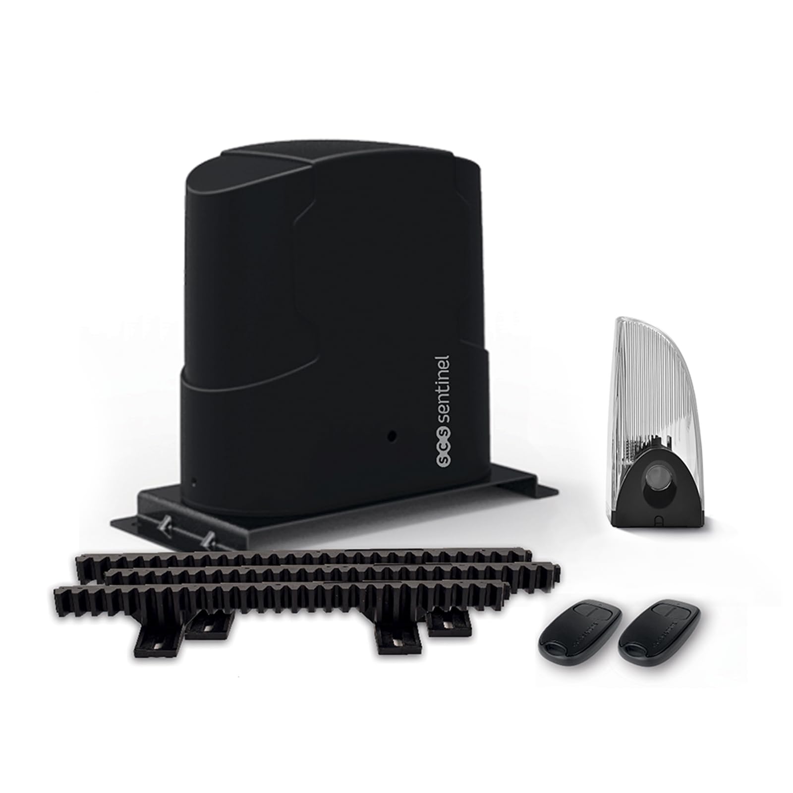 Motorización para puerta corredera 24 V - Kit completo, apertura automática | Apertura y cierre automáticos y seguros, luz intermitente, antena integrada, cremalleras, SimplyOpen 3 FlashGate LED, MCO0154
