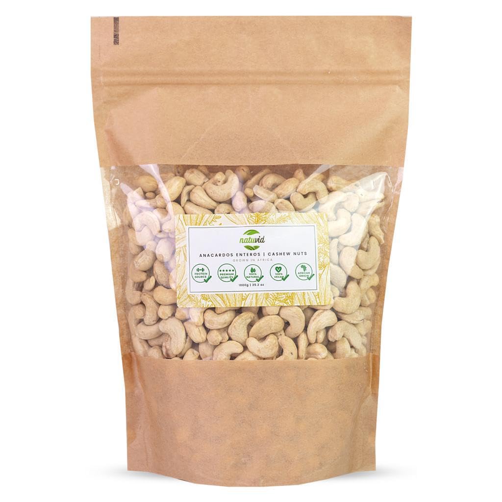 Natuvid Anacardi al Naturale (Interi) | 100% Pura Qualità Cruda (Non Tostati & Non Salati) | Ideali per Cucina Vegana, Formaggi Vegetali & Salse | Vegan