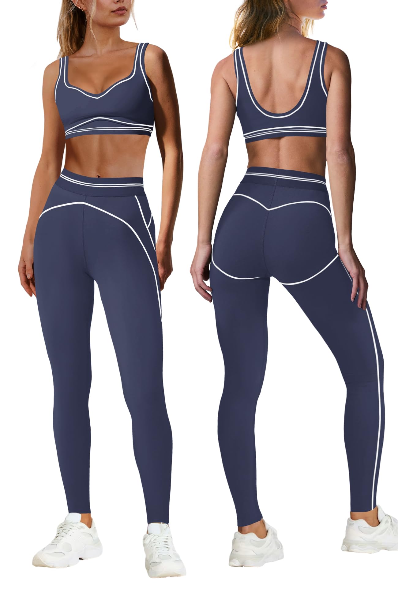 Nirovien Womens 2 Piece Workout Sets Athletic Yoga Sets Pilates Gym Outfits Butt Lifting Leggings and Sports Bra