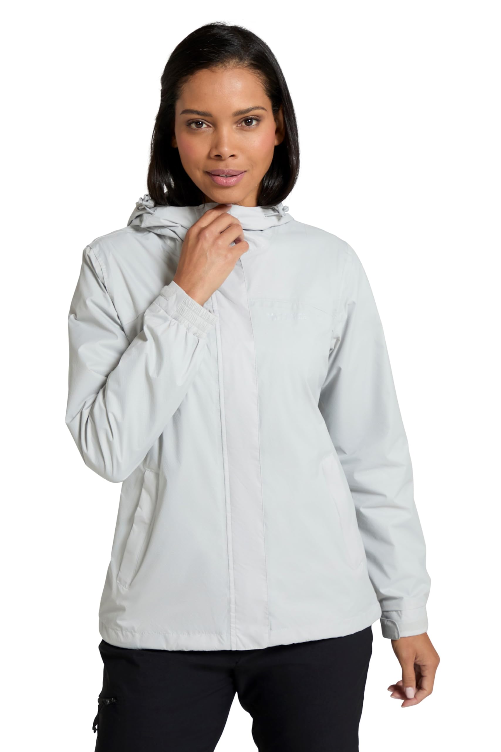 Mountain Warehouse Women's Grey Torrent Waterproof Jacket - Raincoat, Lightweight Coat, Fully Taped Seams, 2 Zipped Pockets Cagoule - For Travelling, Camping, Outdoors Size 10