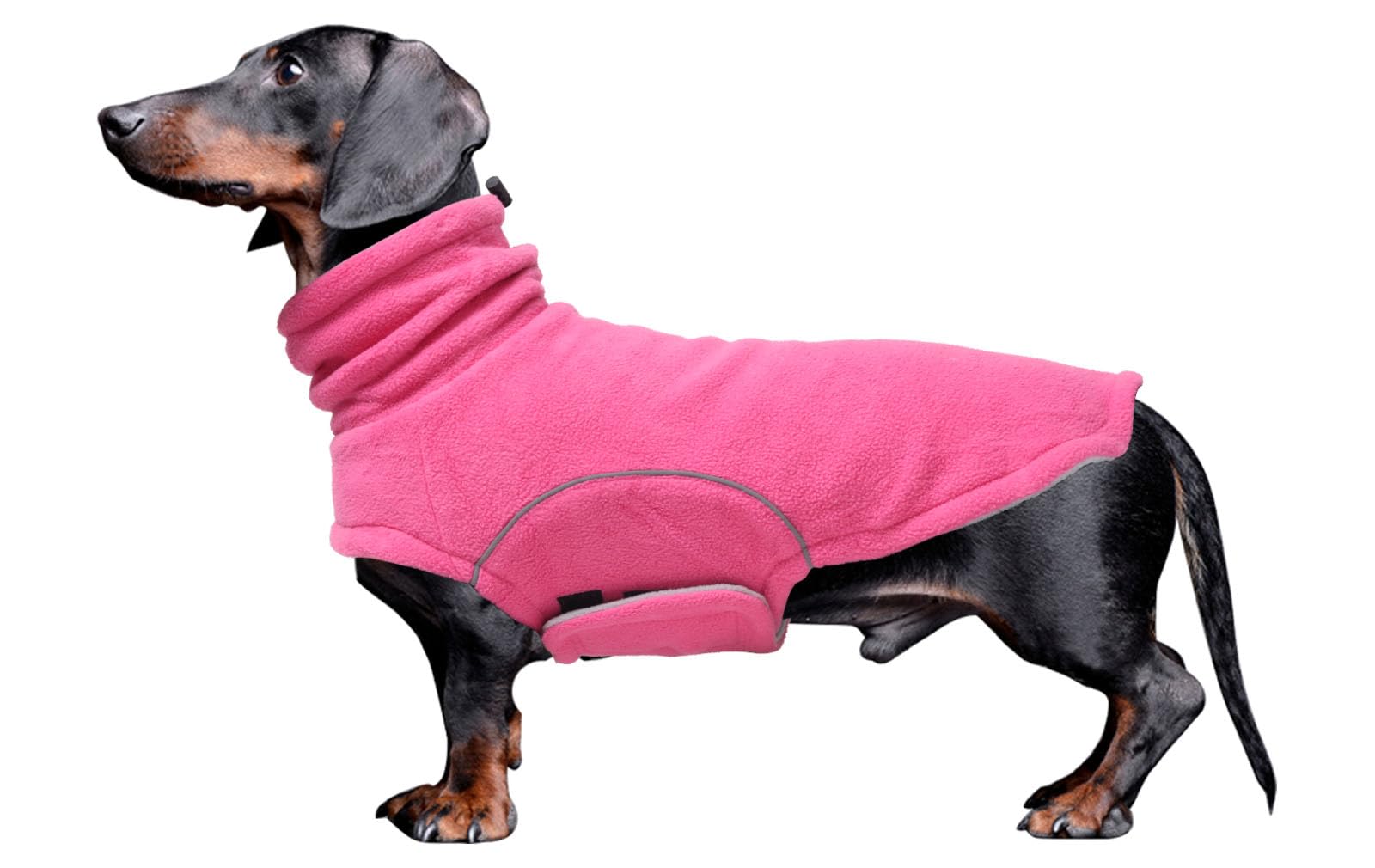 babepet Dog Fleece Jumper,Soft Dachshund Coat,Warm Coats & Jackets for Dogs With Leash Hole,Reflective Miniature Dachshund Clothes for Winter Cold Weather,Outdoor Indoor Pet Vest-Pink-M