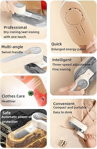 Miniatura 2 de DAUTAI Vaporizador de ropa portátil, calentamiento rápido, portátil, 2 en 1, removedor de arrugas de tela y plancha para ropa, pantalla inteligente