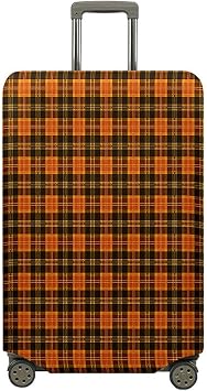 Morbuy Luggage Cover Suitcase Cover, Luggage Covers for Suitcase, Suitcase Covers with Zipper, Luggage Protector Fit 19-32Inch Luggage Orange Plaid,S19-21inch