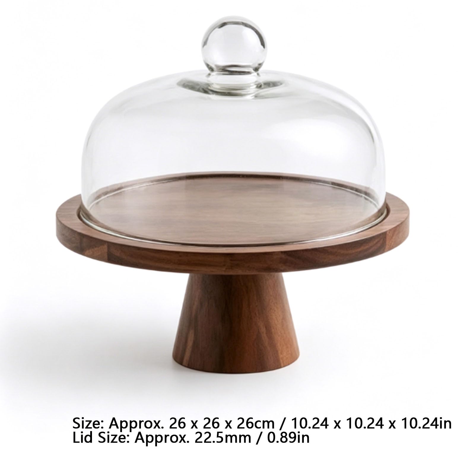 Support à Gâteau en Bois avec Couvercle Dôme, Motifs de Grain Exquis pour