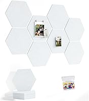 Vista 31 de Tablero de anuncios grande de 12 pulgadas con 30 pasadores, paquete de 8 tableros de anuncios de fieltro hexagonal para oficina en casa, azulejos