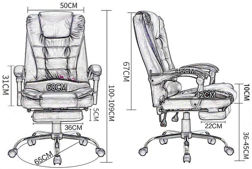 Ergonomiczny fotel biurowy Wysokie oparcie Duży i wysoki skórzany fotel biurowy Biuro dyrektorskie Komputerowe krzesło obrotowe - wytrzymała metalowa podstawa, regulowany kąt nachylenia, grube