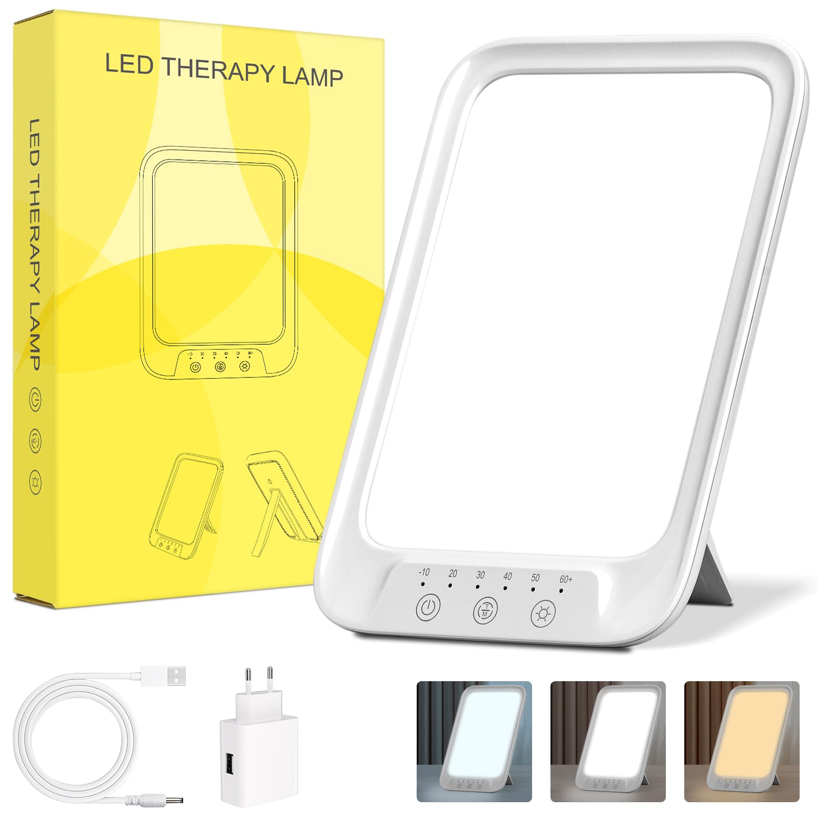 NIKYJM Lampada che Simula la Luce Naturale del Giorno 20mila lux, Lampada SAD per Benessere nei Mesi con poco Sole, Compatta per Scrivania o da Viaggio e Regolazione Variabile, Tecnologia LED