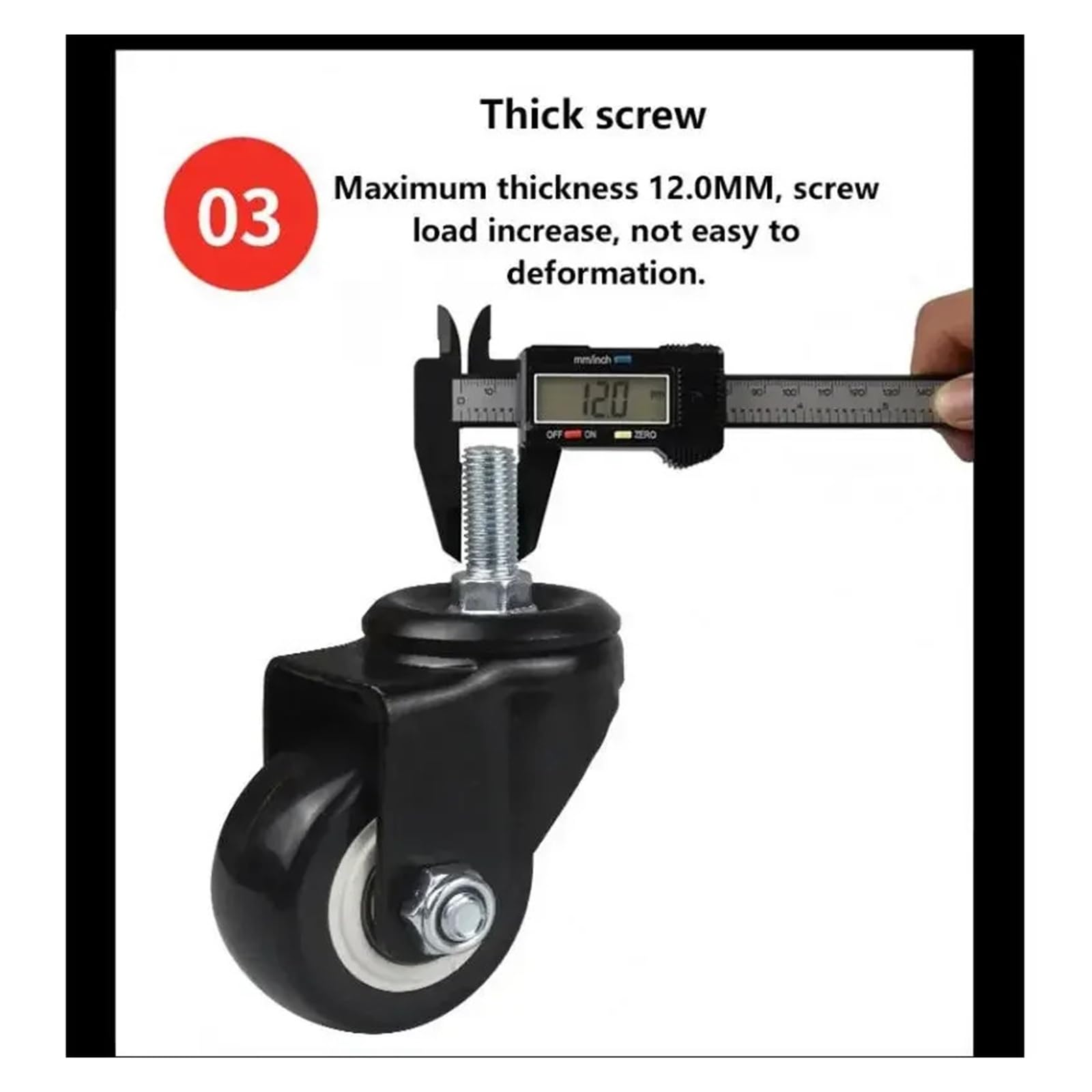 Rueda giratoria de 4 piezas con tornillo de doble rodamiento rueda universal | M8/M10/M12 1,5 pulgadas 60 poliuretano de freno extendido(M8-Brake-Universal)