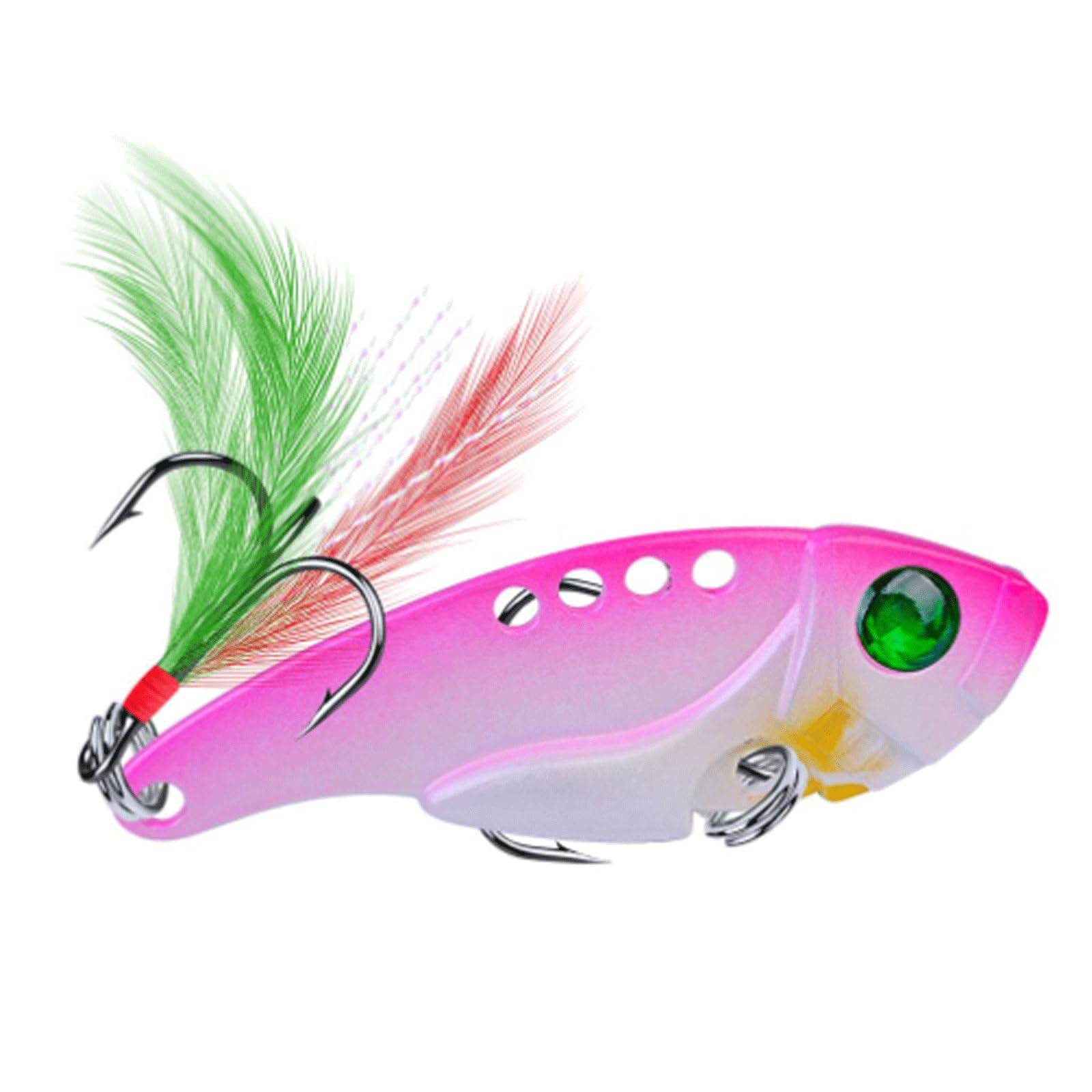 IvyLoutish Fishing Lure Bait Fishing Bait Spoon for Pike 55mm 11g with Treble Hook and Feather Metal Hard Bait Vib Bait Fishing Tackle Lures Fishing Tackle