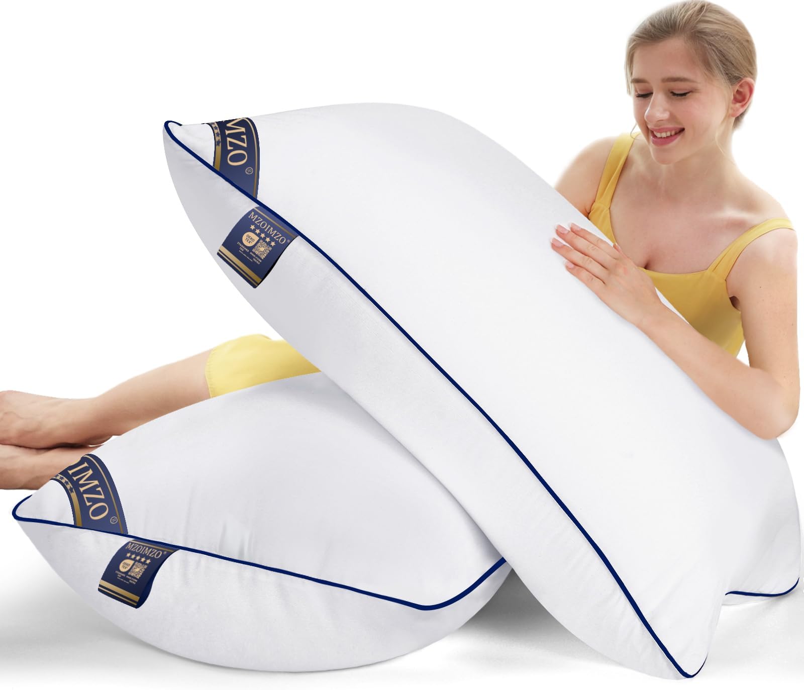 Supportive Firm Bed Pillows for Sleeping- Standard Size, Set of 2, Cooling Hotel Quality with Premium Soft Down Alternative Fill for Back, Stomach or Side Sleepers, 20''x26''