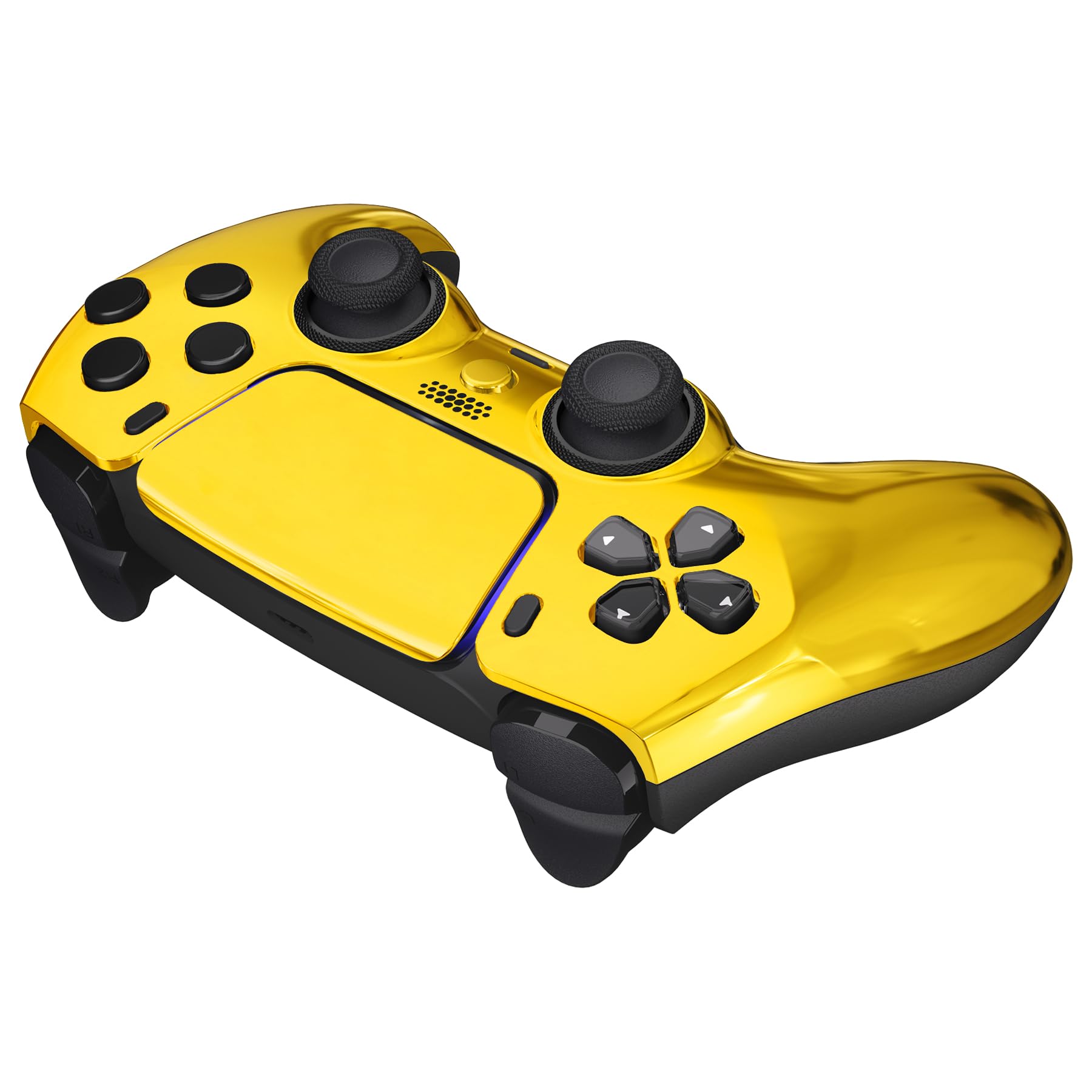 eXtremeRate Luna Cover Ricambio per ps5 Controller,Custodia Copertura Frontale Scocca Shell Ridisegnato&Touchpad&Anelli Compatibile con ps5 Joystick BDM 010/020/030/040/050-Oro Cromo