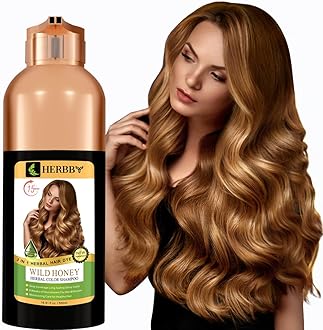 HERBBY Hair Color Shampoo for Gray Hair Coverage&Color Transform with 9 Herbal Extracts –Long Lasting(6-8 Weeks),Shiny,Evenly Colored,Instant Hair Dye Shampoo&Conditioner, 500 Ml (WILD HONEY COLOR)
