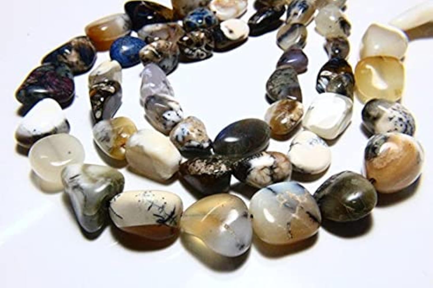 Agate dendritique perles naturelles nuggets 7x8mm 13x18mm pour création bijoux DIY
