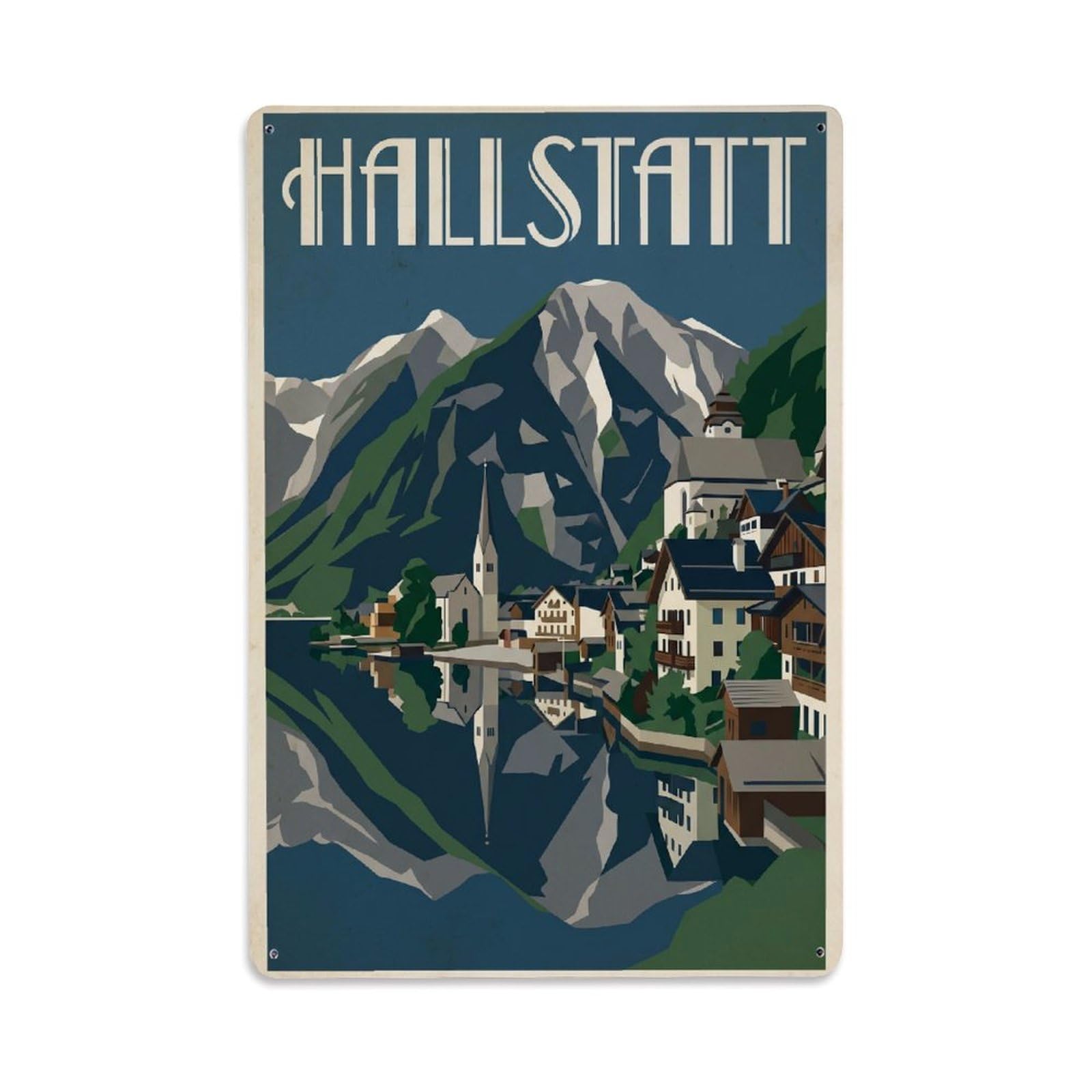 Gead 8X12inch Style Vintage Travel Austria Lake View Metal Tin Sign