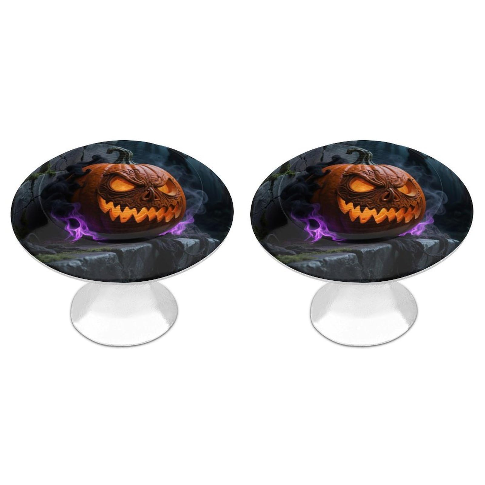 DWVTSLH Gothic Style Pumpkin Lantern Cabinet Handles 2 Pack Stainless Steel Kitchen Drawer Pulls with Installation Screws Round Dresser Drawer Knobs 1.1 Inch Modern Cabinet Hardware Door Handles