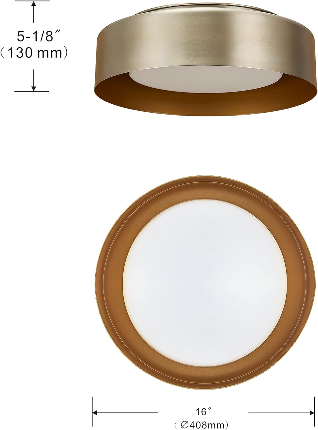 16in Ceiling Light, 3-Light E26 Bulb Type, Frosted Glass Lampshape, Large Modern Flush Mount Lamp Fixture for Living Room Bedroom Kitchen Hallway Foyer, Gold