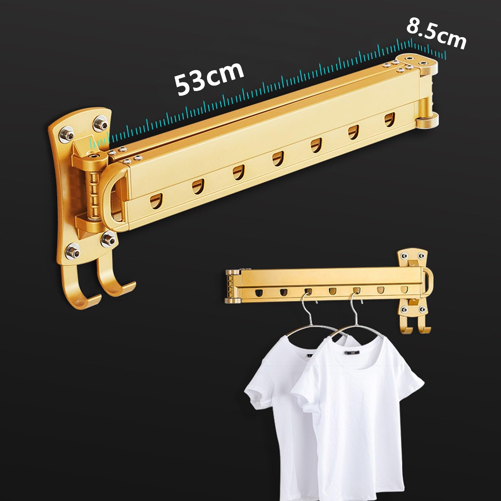 Stendibiancheria Pieghevole Metallo, Portatile Alluminio Stendibiancheria Da Parete,Stendibiancheria A Scomparsa Richiudibile per Interni O Per Esterni, per Balcone, Camera Da Letto, Cucina, Bagno ( C
