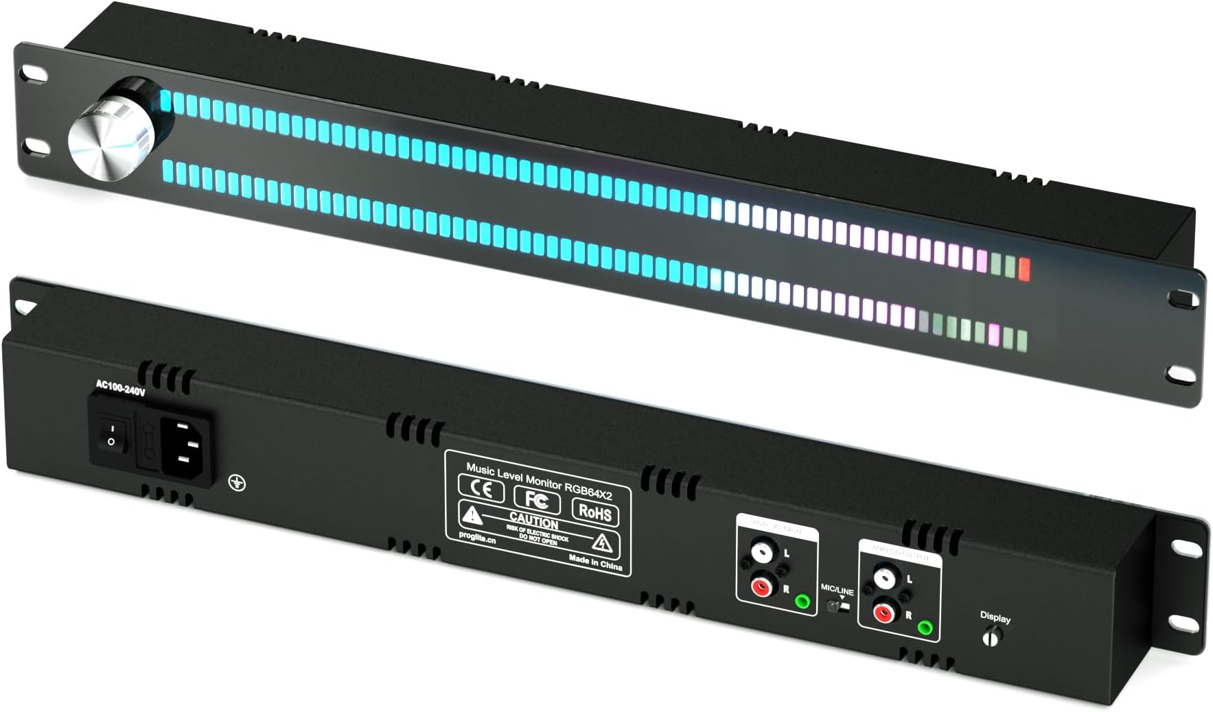 Generic Audio Spectrum Analyzer, 1.5U VU Meter, LED Spectrum Analyzer Home Audio Music Spectrum Display Meter, Music Level Indicator Light, Voice or Remote Control, Melody Rhythm Ambient Lamp